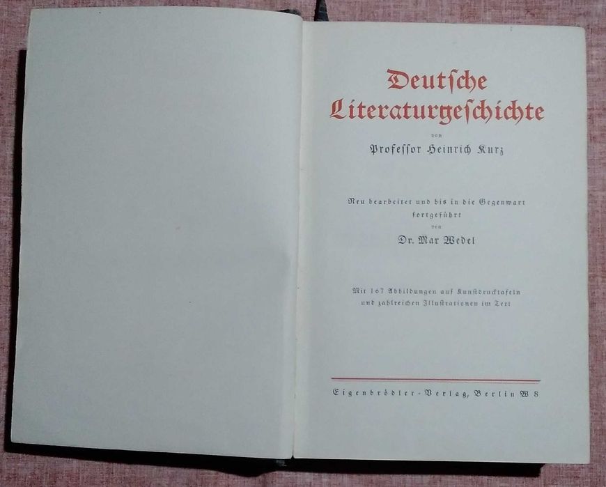 Deutsche Literaturgeschichte - prof Kurz 1927 unikat
