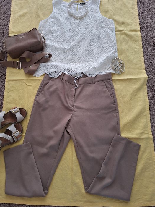 Spodnie damskie H&M 46 nowe z metką,beżowe
