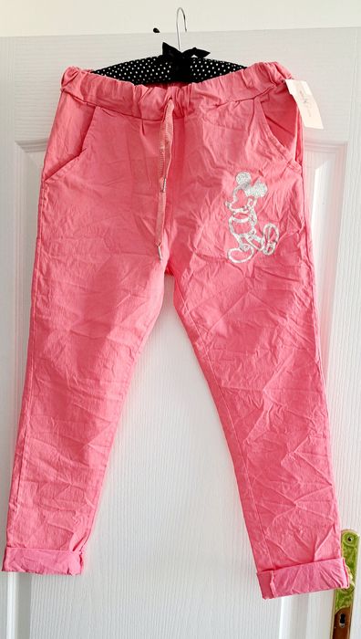 Spodnie "gniotki" z Myszką Miki r.44,nowe z metką