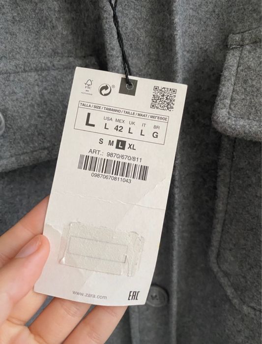 Camisa Cinzenta Zara Mulher