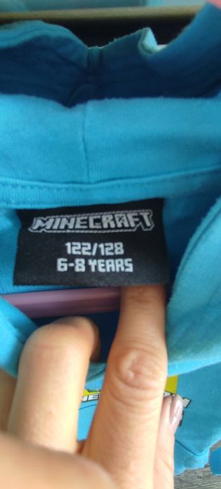 Bluza z kapturem, Minecraft, 122/128, turkus