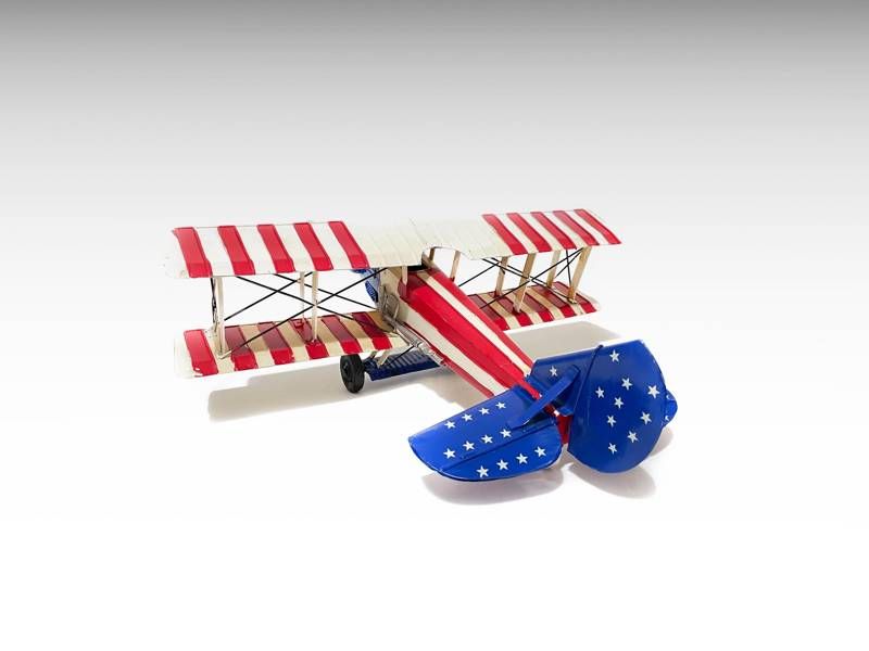 Modelo de metal - Avião vintage; biplano militar americano; da 2ª guer