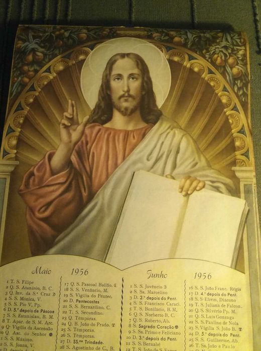 Calendário de 1956 - Colégio Missionário do Funchal e Imagem Religiosa