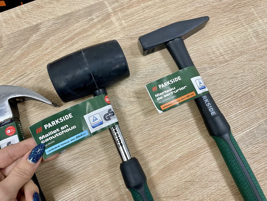 Молоток слесарный 300г/столярный 340г, киянка 340г PARKSIDE