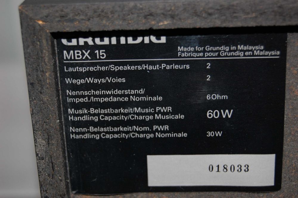 Kolumny GRUNDIG MBX15 - 6 Ohm, 60 W - Sprawne