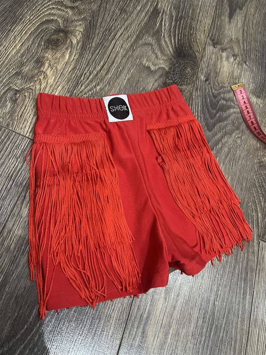 Червоні тренувальні шорти з бахромою shok, для бальних танців