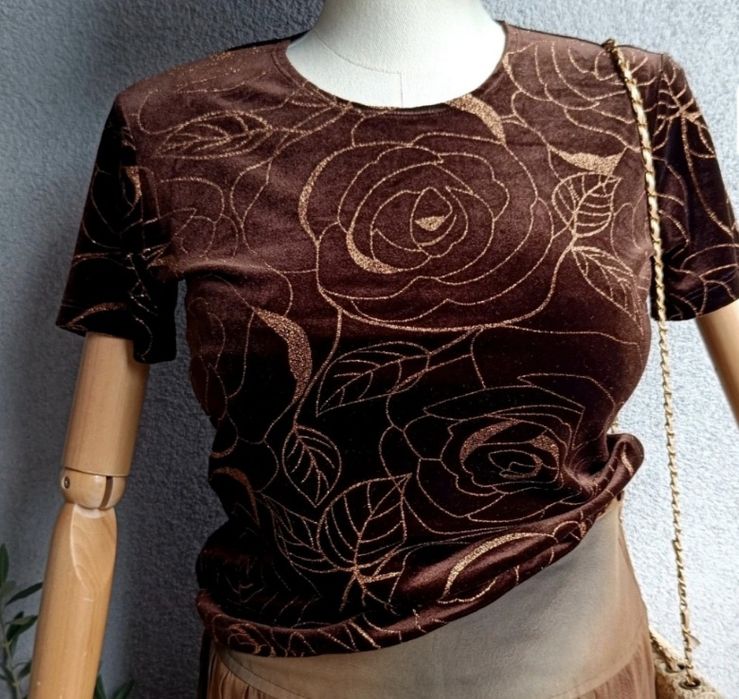 M  L biust 47x2 Gothic romantic rose '90/00s y2k