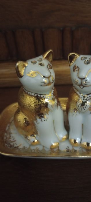 Przyprawniki porcelana pozłacana 24k