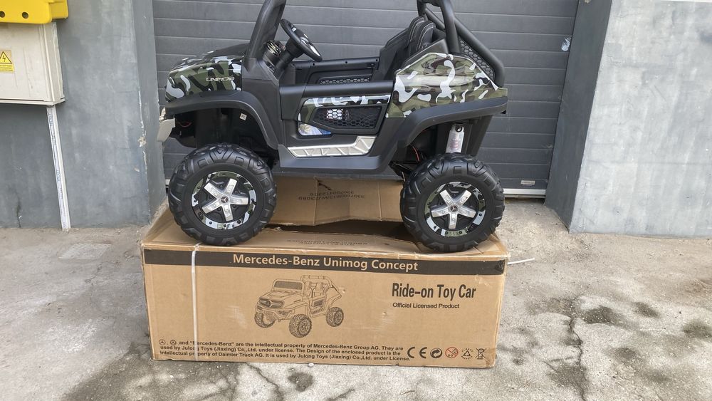 Mercedes Unimog samochód elektryczny dla dzieci 12V moro kola guma now