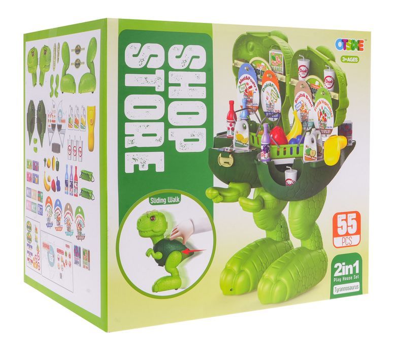 Jeżdżacy Dinozaur + Sklep Spożywczy 2W1 Dla Dzieci 3+ Atrapy Produktów