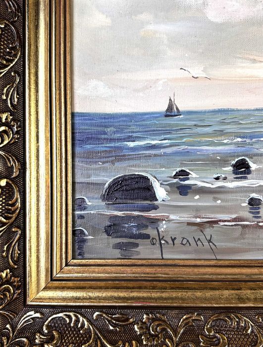 Obraz olejny Otto Krank pejzaż morski !! Showroom Warszawa !!