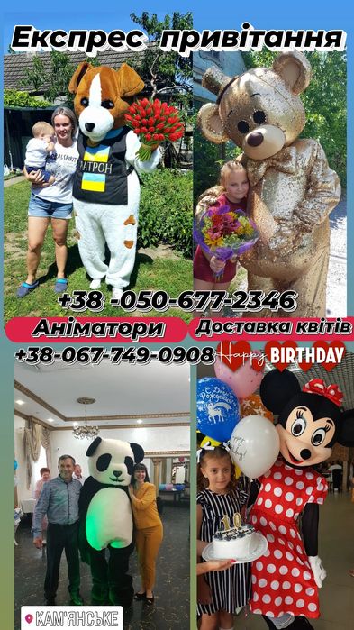 поздравление на праздник, стриптиз, аниматоры, мишка, доставка цветов