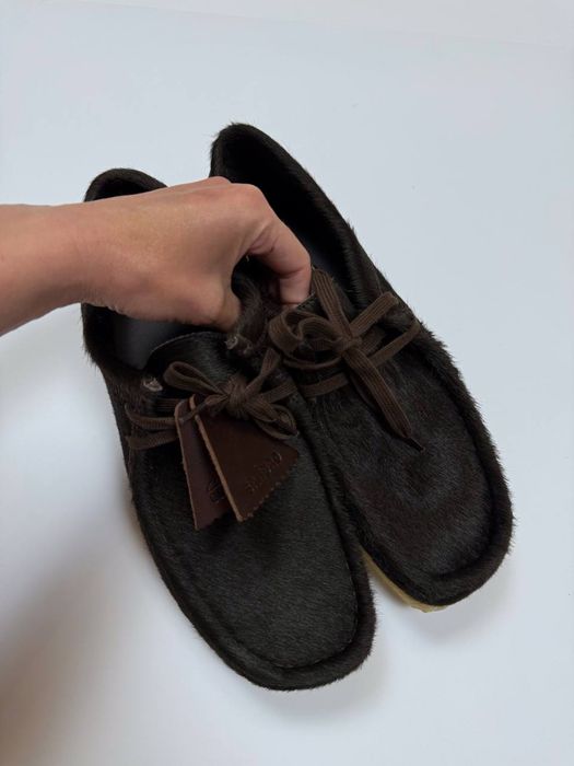 Sandro & Clarks чоловічі шкіряні шоколадні мокасини туфлі  шерсть поні оригінал