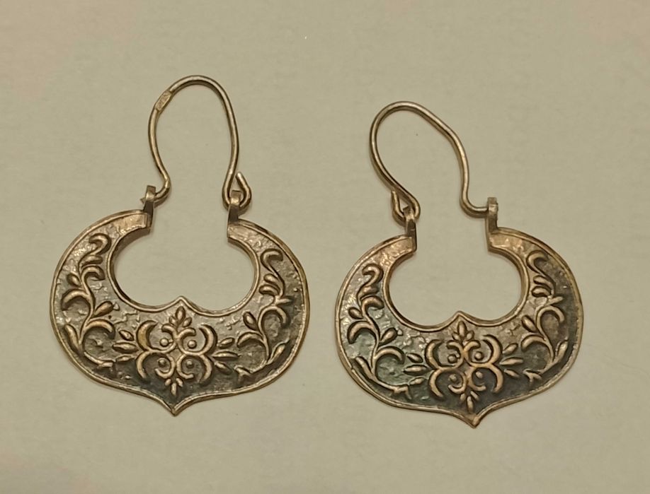 Редкие коллекционные советские серьги лунницы мельхиор в посеребрении