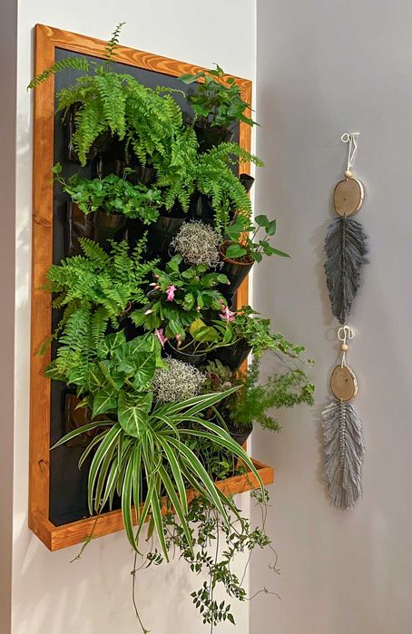 Ogród wertykalny – zielona ściana 125x70 cm (24 doniczki)