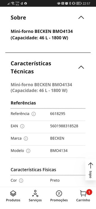 Forno becken como novo