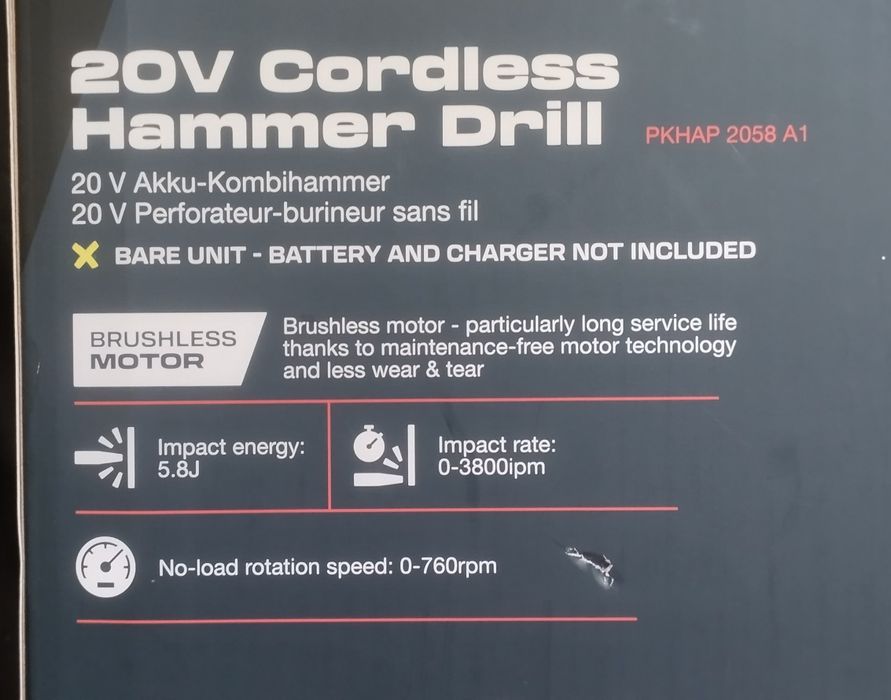 Martelo perfurador de 5,8 joules Parkside Performance a bateria 20V
