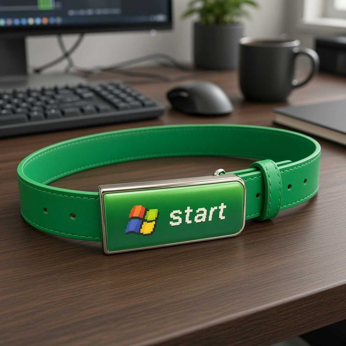 Pasek retro Windows 7 Start zielony vintage gadżet prezent PC nerd