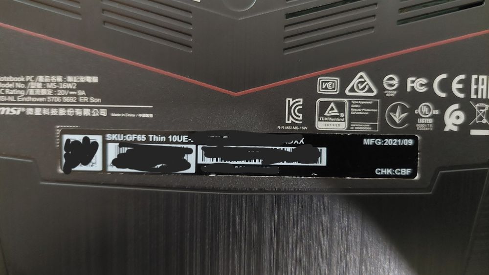 Laptop MSI GF65 Thin 10UE (AVARIADO, peças ou reparação) - NEGOCIÁVEL