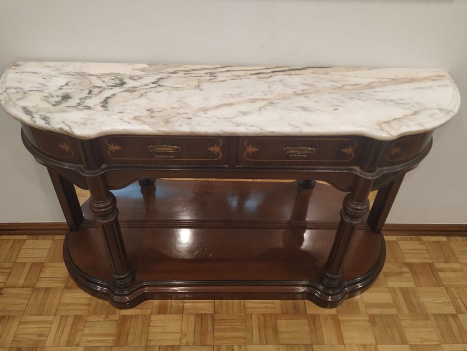 Consola marmore madeira maciça