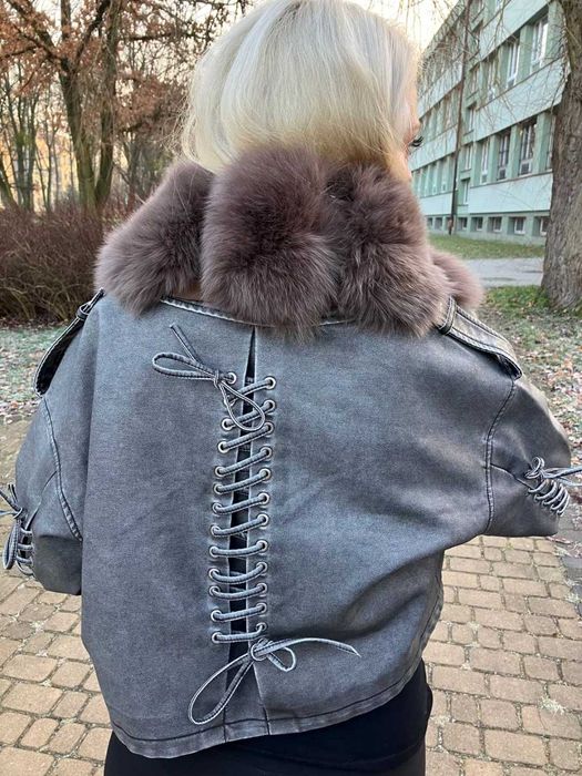 Kurtka z naturalnego futra lisa , skura