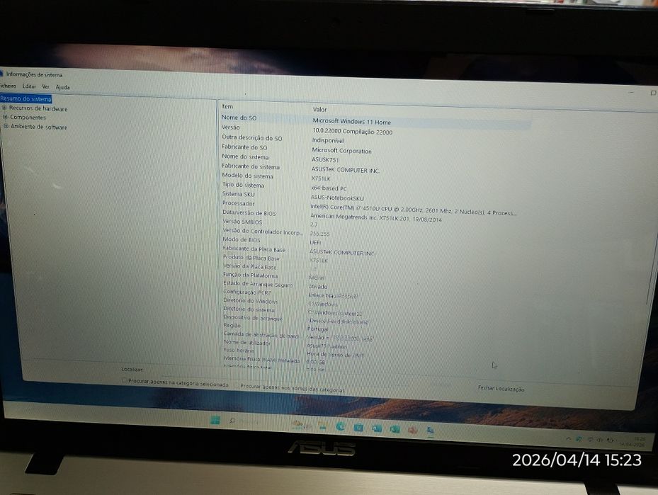 Pc portátil ASUS K751L 17" i7 usado bom estado