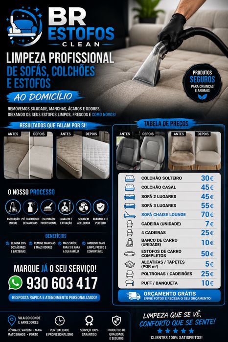 Limpeza Profissional de Sofás, Colchões e Estofos ao Domicílio