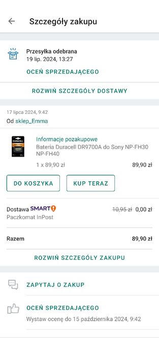 Bateria duracell dr9700a nowa