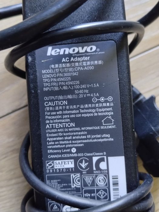 Oryginalny Zasilacz Lenovo 20V 4.5A 90W wtyk 5.5mm x 2.5mm