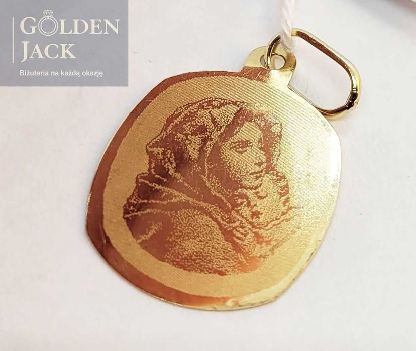 Złota zawieszka blaszka Matka Boska Maryja złoto pr. 585 waga 0,93 g