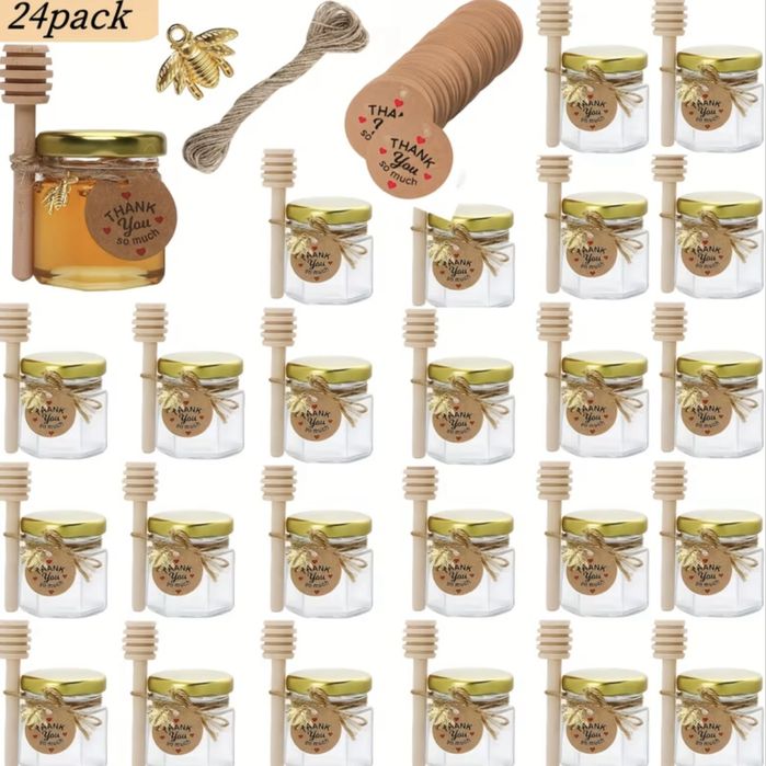 Zestaw Słoiczków na miód z dodatlami – 24 szt. NOWE (bez miodu)