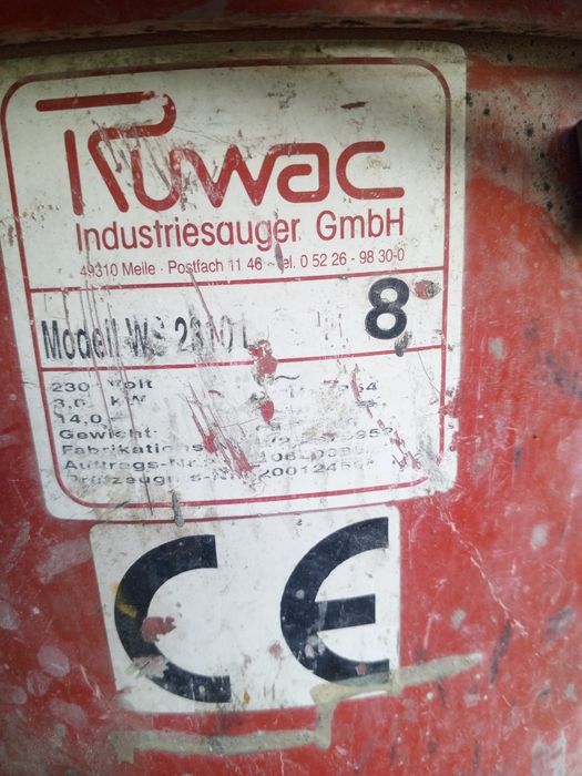 Odkurzacz Materiałów Łatwopalnych Pyłów Przemysłowy Ruwac Ex Atex