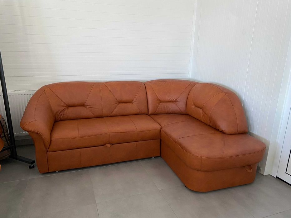 Wiosenna cena Komplet Fresh narożnik i fotel naturalna skóra