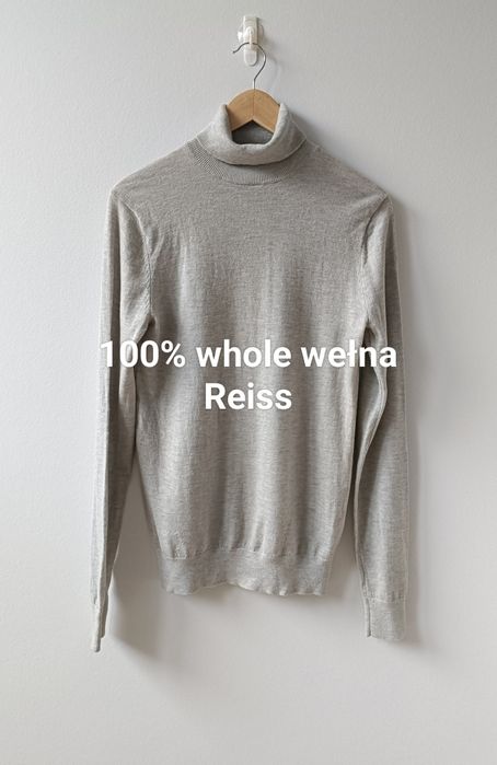 Golf damski sweter z golfem wełniany wełna 100% szary cienki