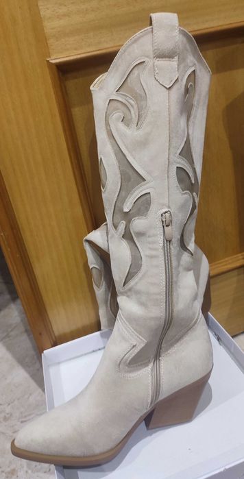 Botas texanas - camurça beje