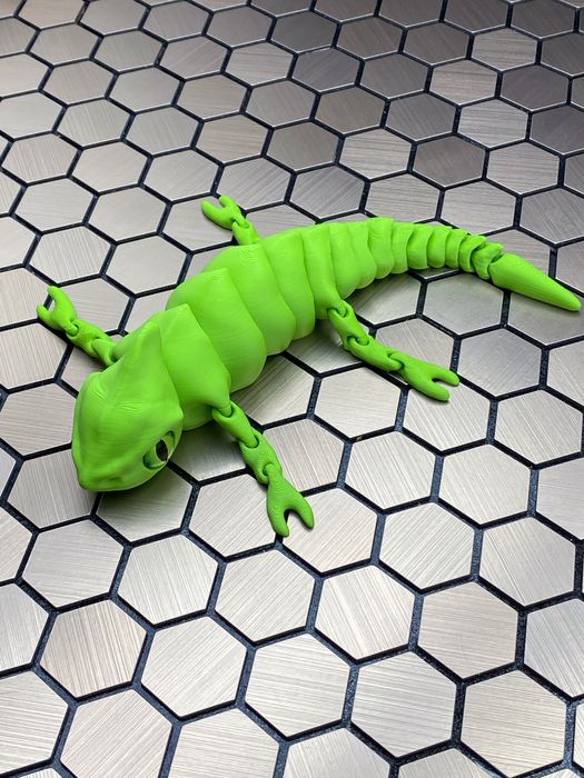 3D-друкована гнучка ящірка — яскраво-зелена, 21 см