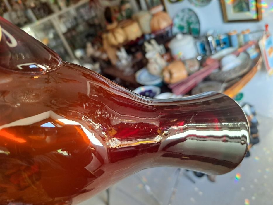 Wazon dzban amfora szklany czerwony Szkło Artystyczne Sudety Horbowy