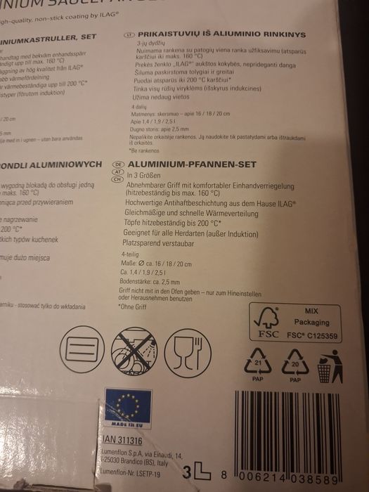 4 częściowy zestaw garnków