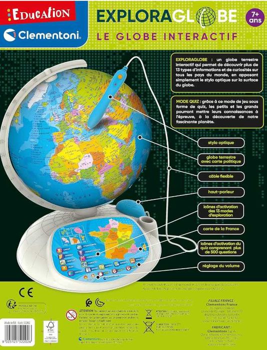 Clementoni 52202 Interaktywna gra globus (WERSJA FRANCUSKA)