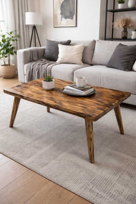 Stolik dębowy opalany