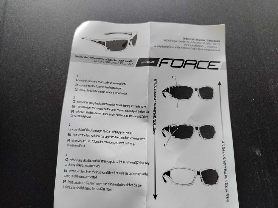 Okulary rowerowe Force Vision z 3 szybkami