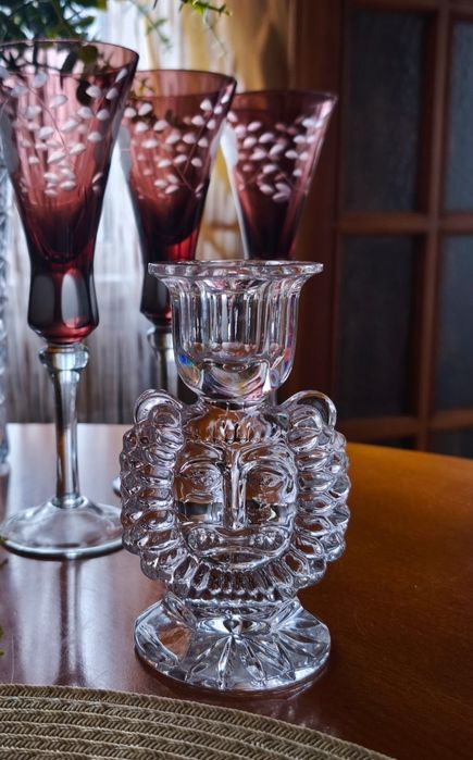 Подсвечник підсвічник хрусталь кришталь цветное старинное стекло декор