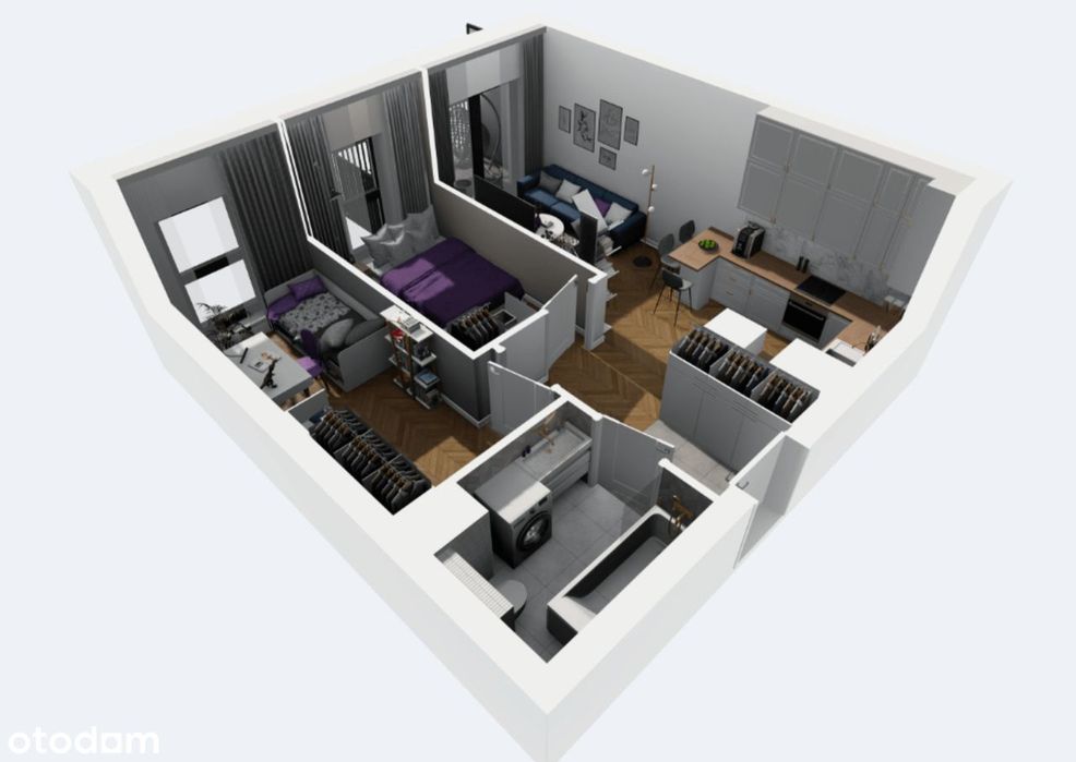 Nowe 3 pokoje 46 m² | Garaż | Komórka 3 m² Balkon | Funkcjonalny układ – pohled 6