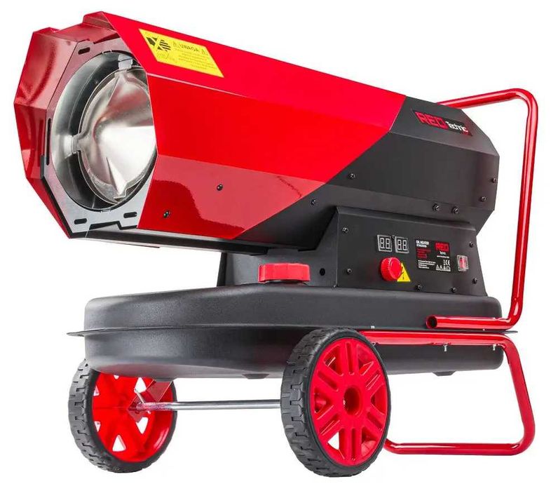 Дизельна гармата для майстерні RED TECHNIC RTNGO0126 40 кВт 19 л 2,4 л/год дизельний теплогенератор обігрівач на колесах. Дизельна гармата 40 кВт
