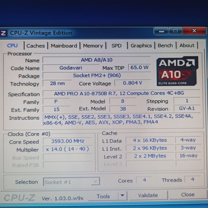 Sprawny komputer: AMD PRO A10-8750B 4x3,6GHz/RAM4/HDD320