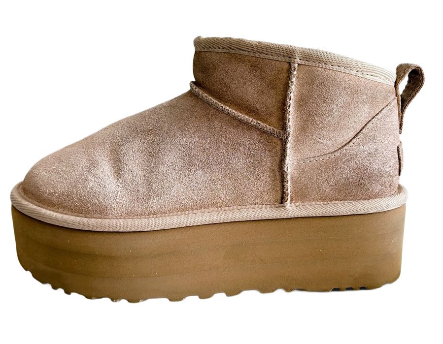 Ugg Classic Ultra Mini Platform Beżowe Śniegowce Damskie Rozmiar 38