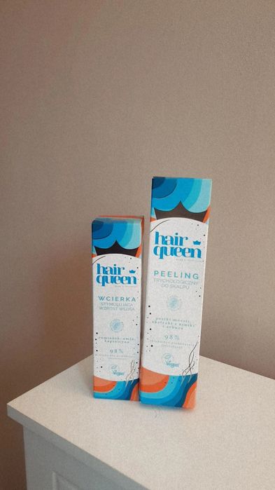 Nowy zestaw do włosów Hair Queen wcierka stymulująca peeling trycholog