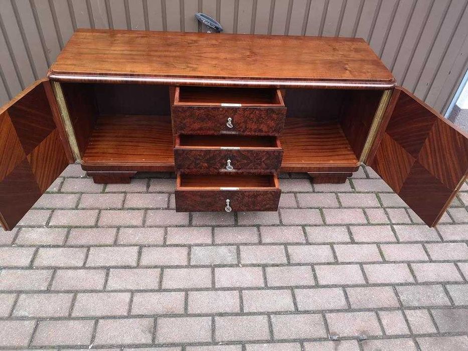 Komoda ART-DECO RTV Niska 134 Orzech Zgrabna Stara Antyk Po Renowacji.