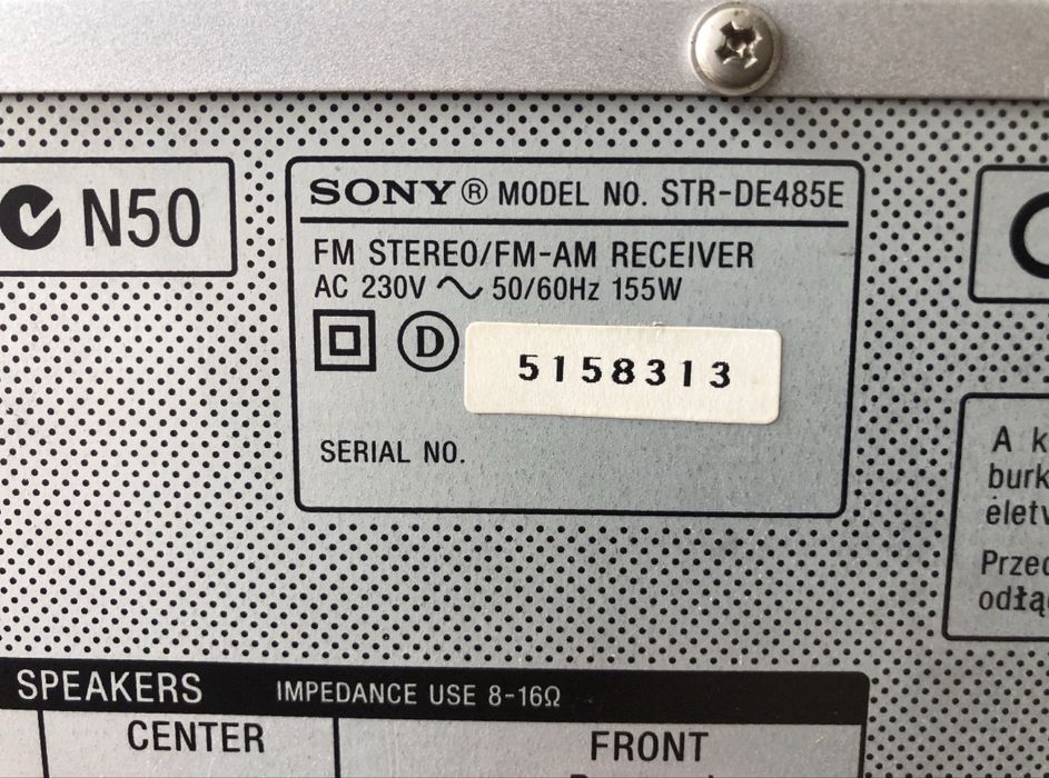 Amplificador Receiver Sony STR-DE485E 5.1 Dolby Digital / DTS