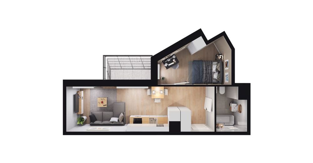 1-pokojowe mieszkanie 36 m² + balkon - Widok 3